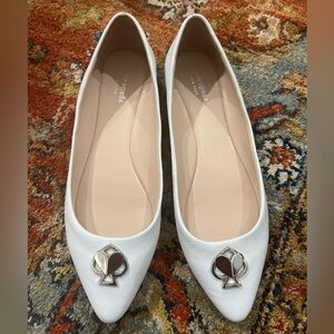 Kate Spade White Flats with Silver Accent